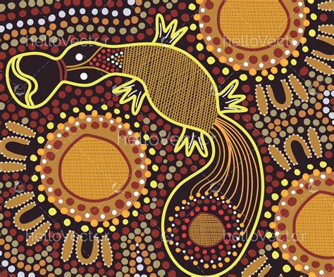 Aboriginal Dot Art Vector Design With Platypus Download Graphics