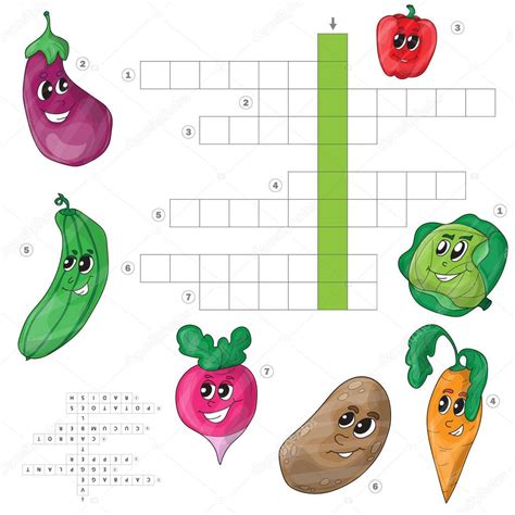 Crucigrama Vectorial Para Niños Sobre Verduras 2022