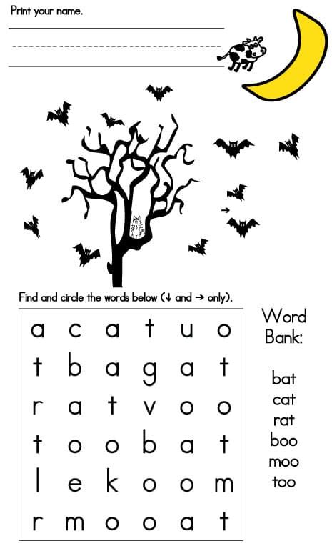 Halloween Games Easy Word Search Sight Words Reading