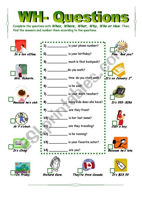 54 Free Esl Wh Questions Worksheets 3c5