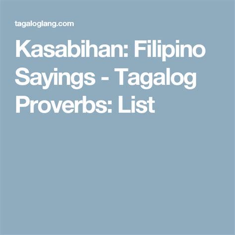 Kasabihan Filipino Sayings Tagalog Proverbs List Filipino