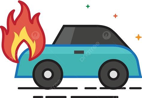 Flat Color Icon Car On Fire Outline Icon Technology Vector Outline