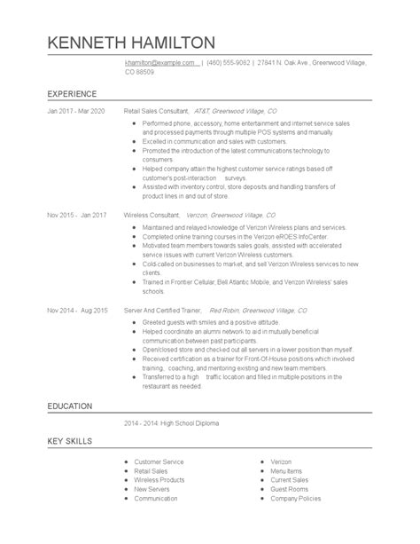 A car salesman resume description includes the name, address, contact information past work the resume is your first chance to sell yourself to your prospective dealership. Retail Sales Consultant Resume Examples and Tips - Zippia