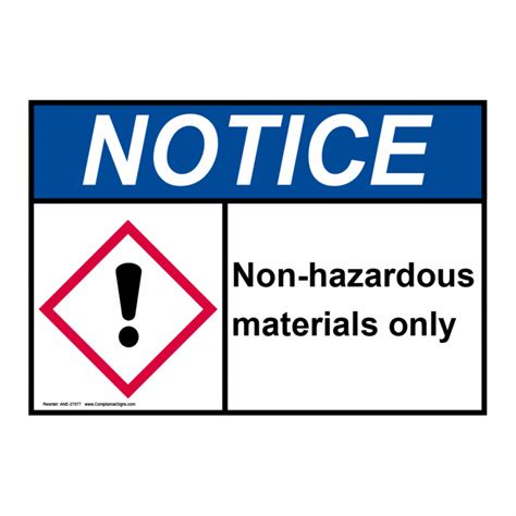Non Hazardous Materials Only Sign Ane Hazmat Hazardous Material