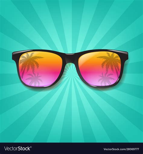 Summer Sunglasses With Sunburst Background Vector Image