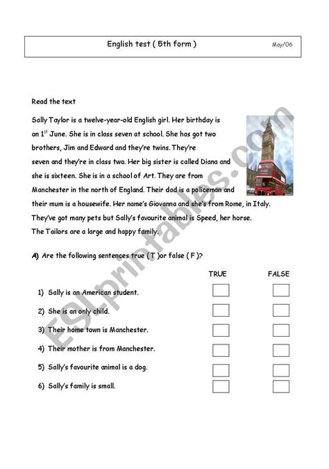 English Grammar Worksheets For Grade 5 Pdf Worksheet Test 5th Grade