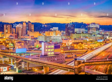 Charleston West Virginia Usa Downtown Skyline Over The Interstate And