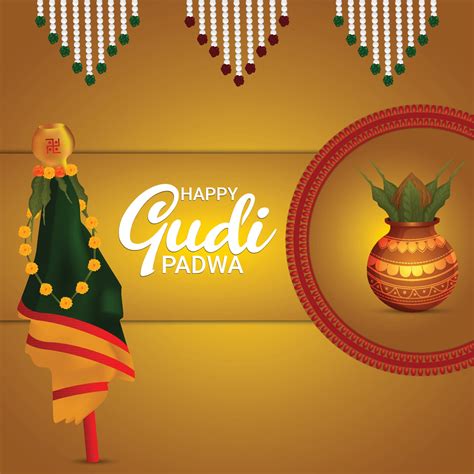 Download Happy Gudi Padwa Yellow Banner Wallpaper