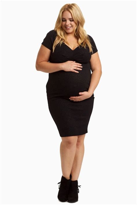 Black Sparkle Fitted Plus Size Maternity Dress | Plus size maternity dresses, Maternity dresses ...