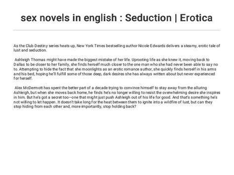 Sex Novels In English Seduction Erotica