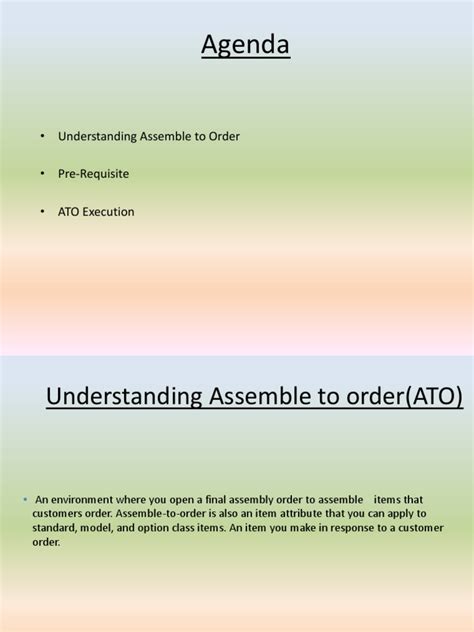 Agenda Understanding Assemble To Order Pre Requisite Ato