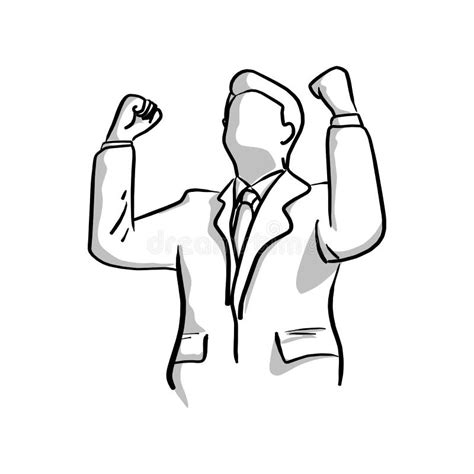 Businessman With Hand Sign Of Success Vector Illustration Sketch Stock