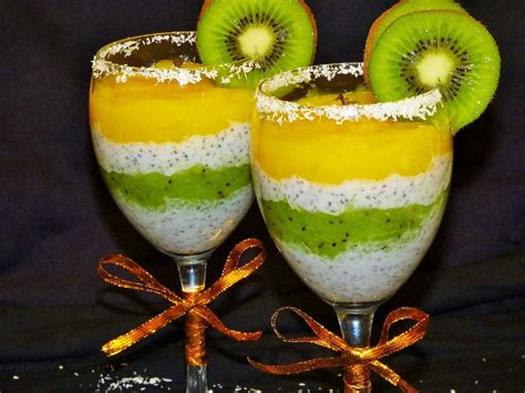 Pudding Kokosowy Z Chia Musem Z Mango I Kiwi Przepis