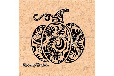 Download Pumpkin Floral Mandala Zentangle Doodle Boho Fall Decor svg (132219) | SVGs | Design Bundles