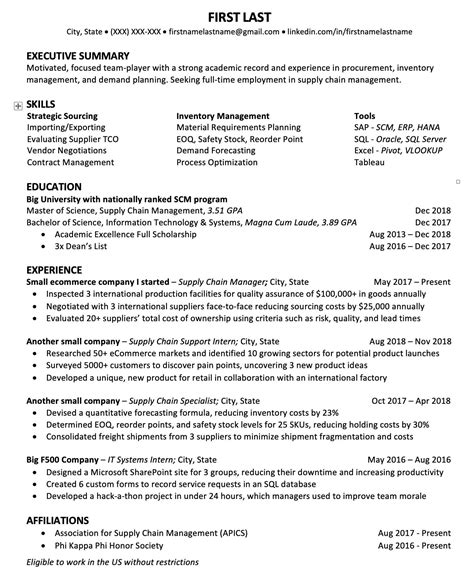 Scm Resume Sample