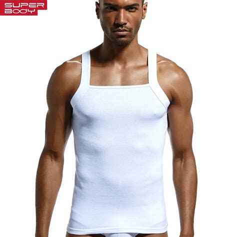 Superbody Mens Cotton Solid Undershirt Men Slim High Elastic Sleeveless Fitness Vest Male