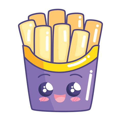 Papas Fritas Kawaii Comida Rapida 16763051 Vector En Vecteezy