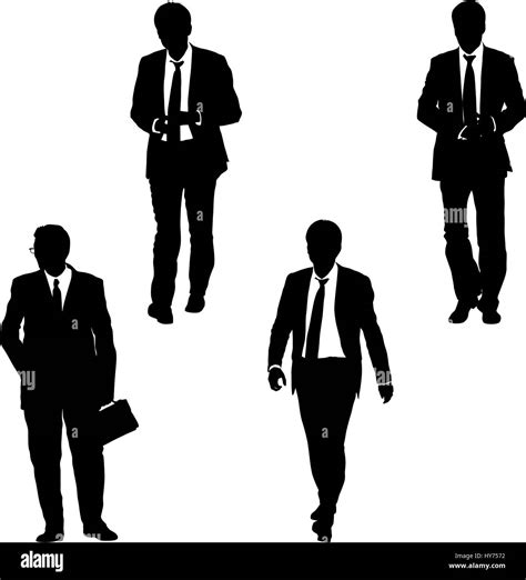 Set Silhouette Businessman Man In Suit With Tie On A White Background