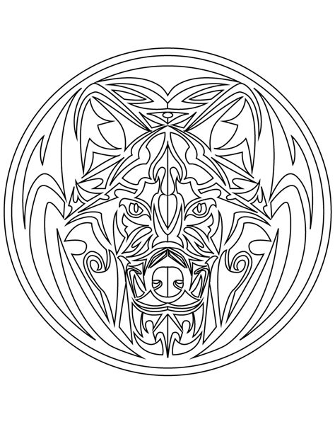 Noir et blanc 1 motif par pièce taille de la pièce : Mandala tattoo tribal loup à imprimer gratuit - Artherapie.ca