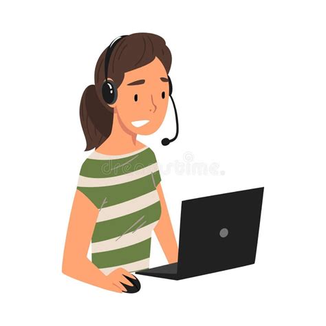Female Call Center Operator Customer Support Service Assistant With