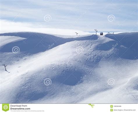 Snowy Mountain Slope With Ski Lift Stock Photo Image Of Skiing