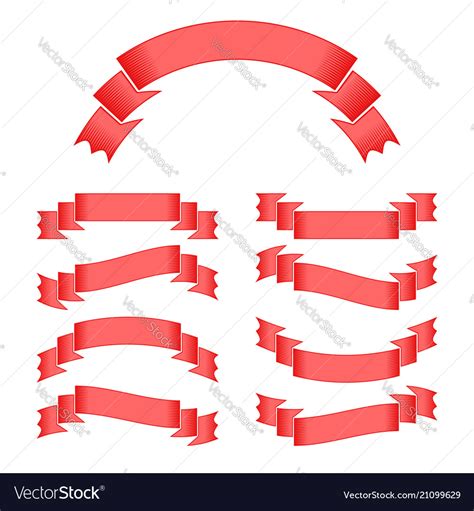 Set Of Red Isolated Ribbons Banners On White Vector Image