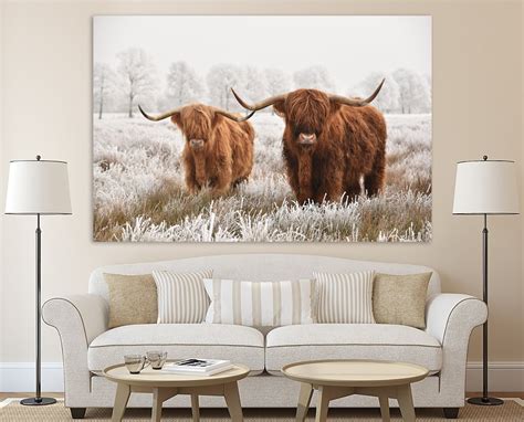 Highland Cow Canvas Triptych Extra Large Wall Art Etsy