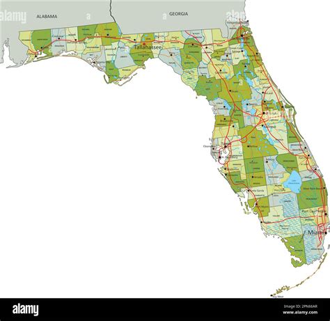 Mapa Político Editable Altamente Detallado Con Capas Separadas Florida