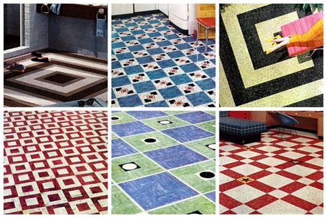 Vintage Home Style 1950s Vinyl Floor Tiles In Square Patterns Click
