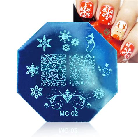 Christmas Socks Snowflake Tree Image Woman Diy Nail Art Stamp Xmas