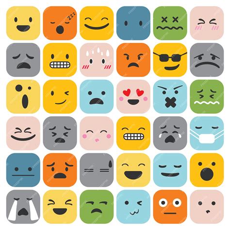 Emoji Emoticons Set Cara Expresión Sentimientos Colección Vector Gratis