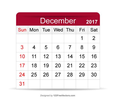 December 2017 Calendar By 123freevectors On Deviantart