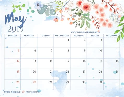 Free Calendar For May 2020 Free Printable Calendar May 2019 Calendar
