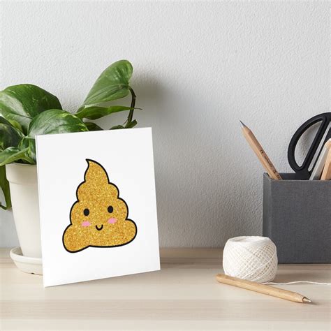Gold Glitter Poop Emoji Art Board Print By Beakraus Redbubble