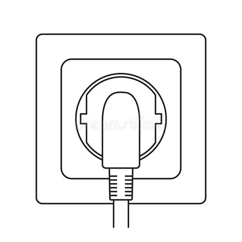 Line Art Black And White Plug In Electric Socket Stock Vector