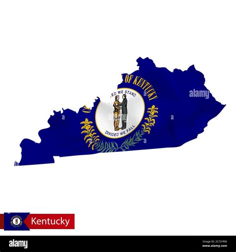 Kentucky State Map With Waving Flag Of Us State Vector Illustration