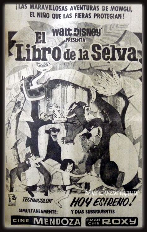 Publicidad Gráfica Cartelera de Gran Cine Roxy y Cine Mendoza El Libro de la Selva Setiembre