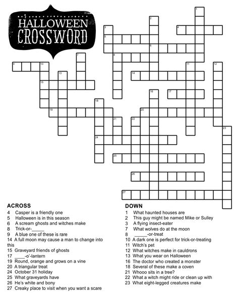 Halloween Printable Crossword Puzzles Free Printable Templates