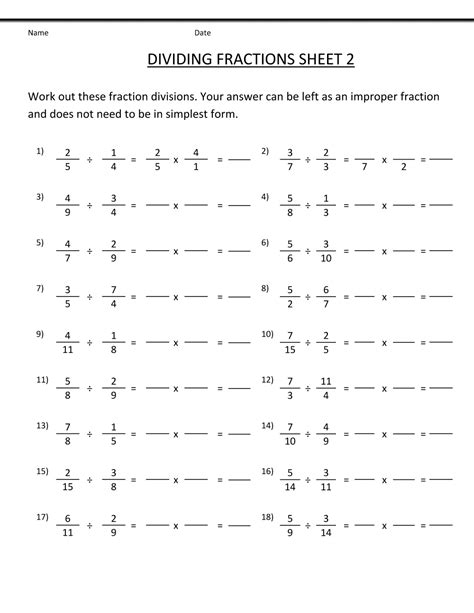 Division Using Fraction | Worksheet School