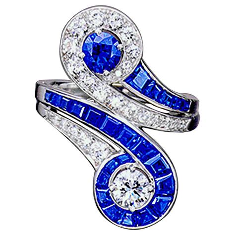 Tiffany And Co Sapphire Diamond Platinum Ring At 1stdibs