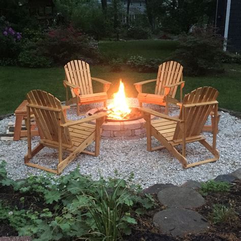 Diy Backyard Fire Pit Complete With Adirondack Chairs And