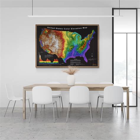Esri User Conference 2020 Usa Color Elevation Map Contiguous Wall Art