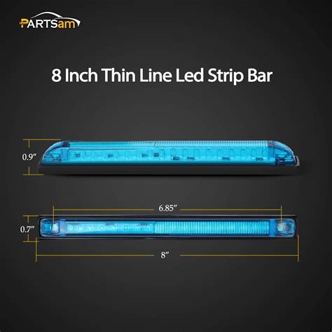 Partsam 2pcs Blue 18led 8 Utility Strip Light Bar Auto Marker Light 12v