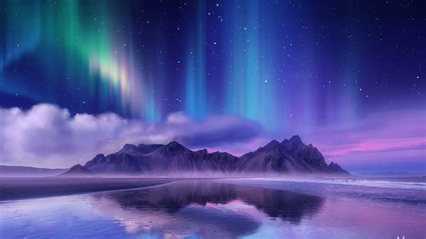 Aurora Borealis Near Sea Wallpaper Hd Nature 4k