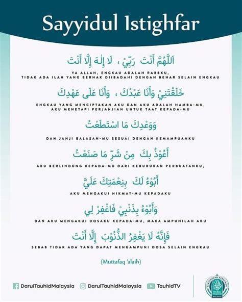 Bacaan Doa Sayyidul Istighfar Lengkap Arab Latin Dan Artinya