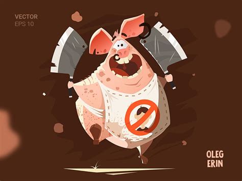Vector Crazy Pig Monster Character Design Vector Illustration