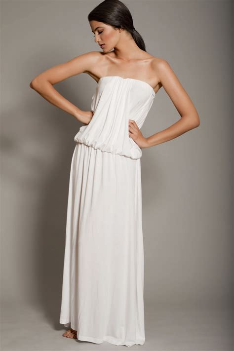 Summer Strapless Maxi White Dress White Strapless Maxi Dress Casual White Dress