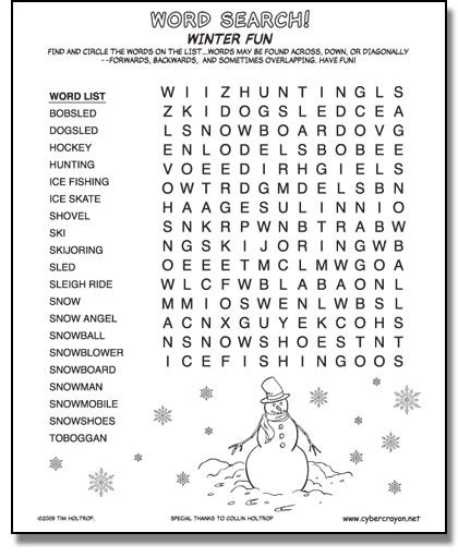 5 Best Images Of Snow Word Find Puzzles Printable Snow Word Search