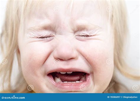 Portrait Little Baby Crying Tears Emotionally Stock Image Image Of