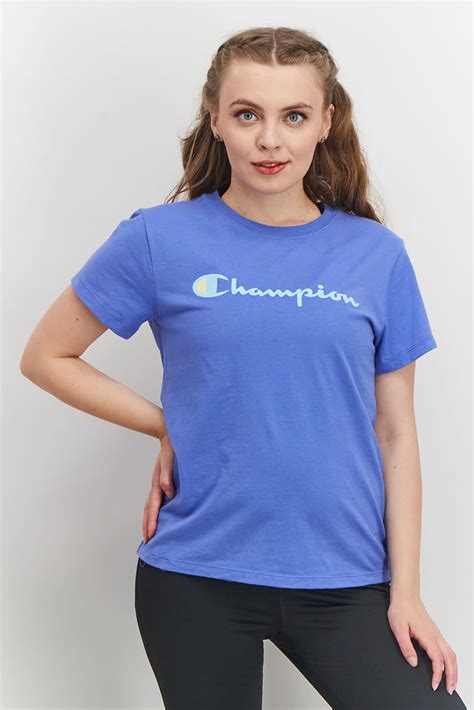 Buy Champion Women Sportswear Fit Short Sleeve Brand Logo T Shirt Blue Online Brands For Less